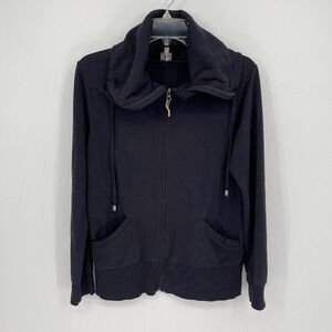 Rituals Women's Black Cowl Neck Stretch Pocket Full Zip Sweatshirt Jacket Size S